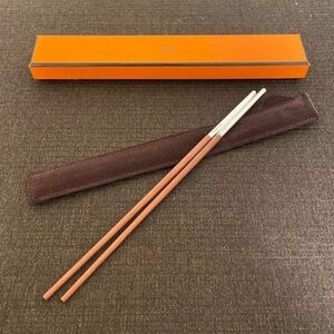 Hermes Chopsticks Metal Caratry New!! Boxed Seria Mark Novelty Wood RARE!
